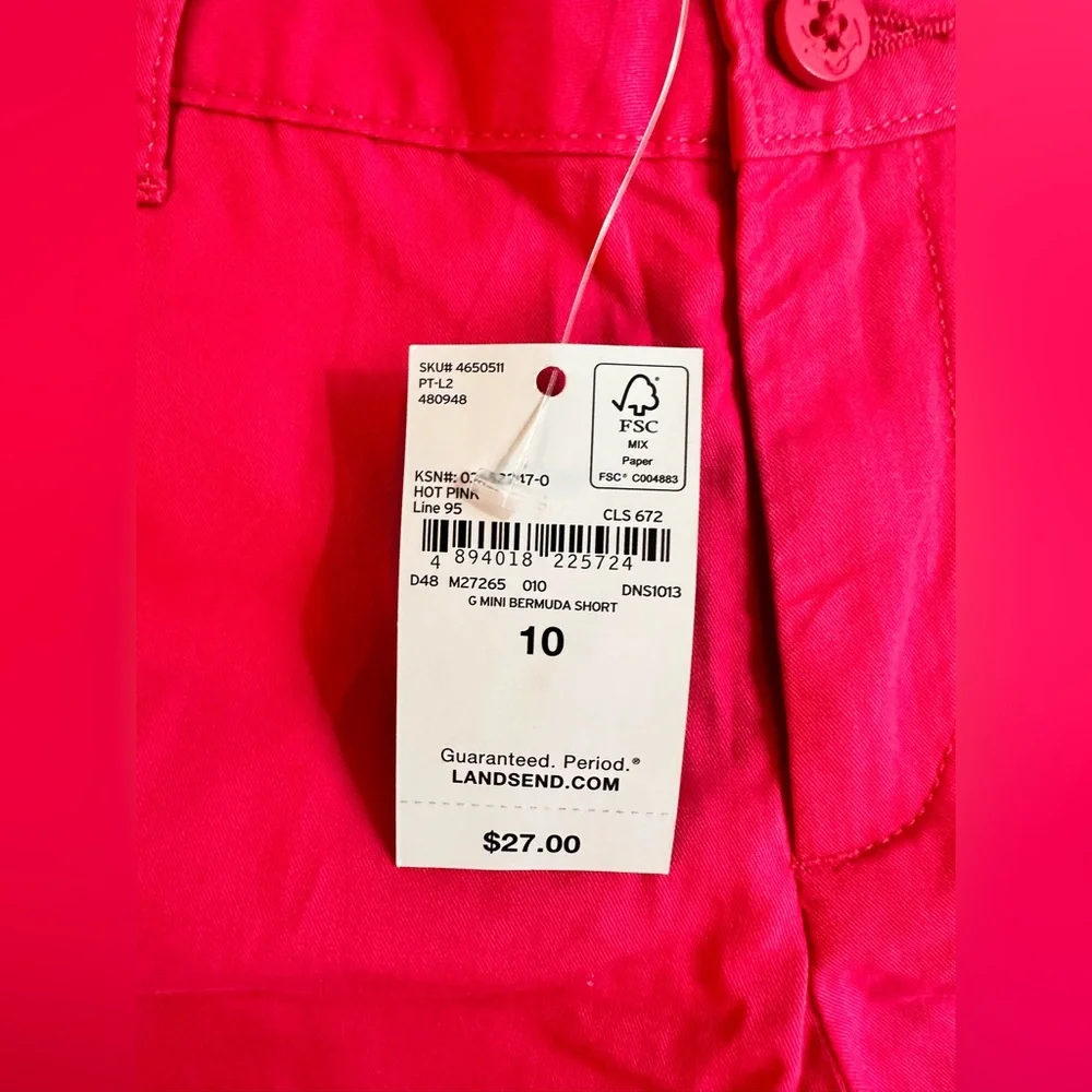 NWT Lands’ End Girls Mini Bermuda Shorts - Size 10 - Hot Pink - Picture 2 of 6